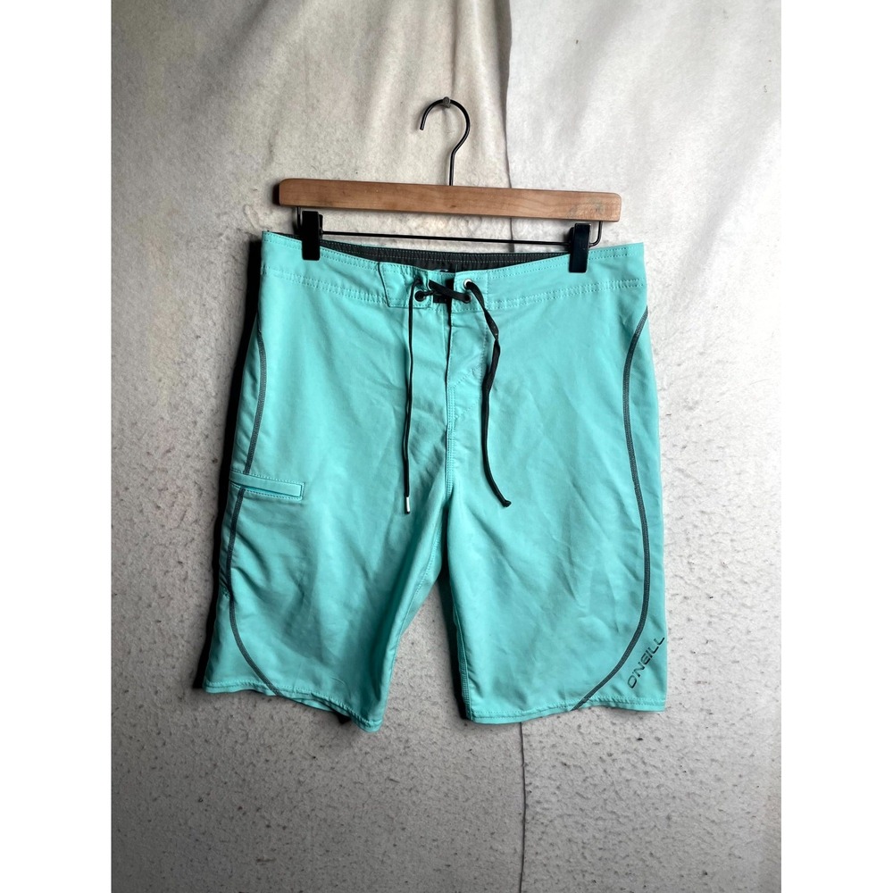 O'Neill Hyperfreak Boardshorts Mens 30 Aqua Blue Logo Surfing Beach Drawstring